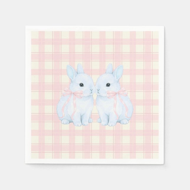 Blue Marshmallow Bunny Rabbits Easter Serviette (Vorderseite)