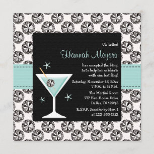 Blue Martini Diamond Junggeselinnen-Abschied Einla Einladung