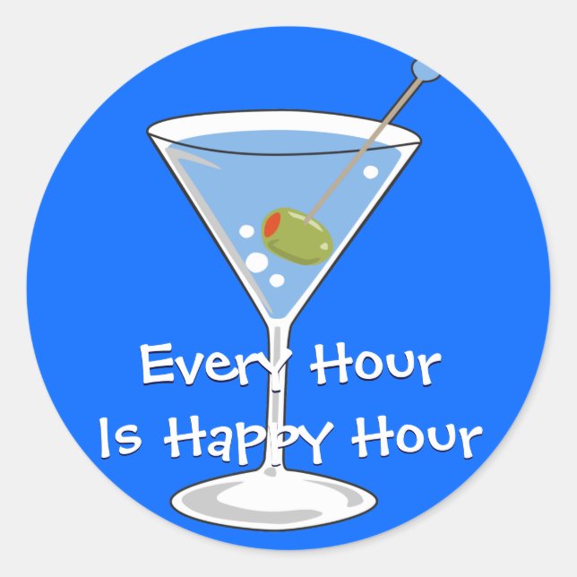 Blue Martini-Sticker Runder Aufkleber (Vorderseite)