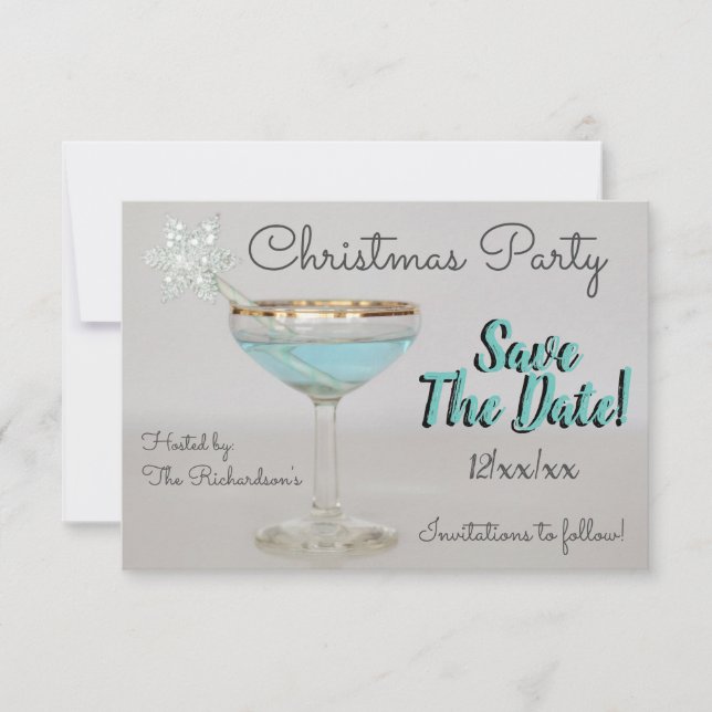 Blue Martini Weihnachts-Party Save the Date (Vorderseite)