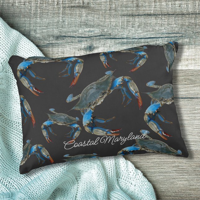 Blue Maryland Crabs Accent Throw Kissen (Something a little different to dress up your Beach House. A touch of Maryland can be personalized!)