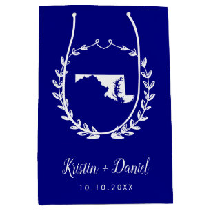 Blue Maryland Karte Hochzeit Begrüßung Swag Mittlere Geschenktüte