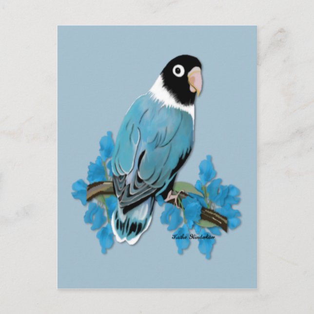 Blue Masked Lovebird Postcard Postkarte (Vorderseite)