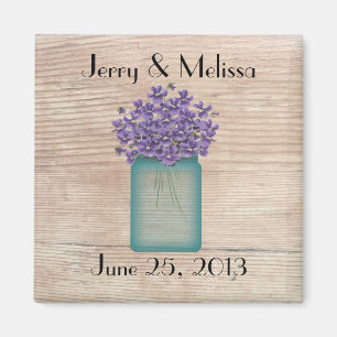 Blue Mason Jar Violets Gastgeschenk Hochzeit Magne Magnet
