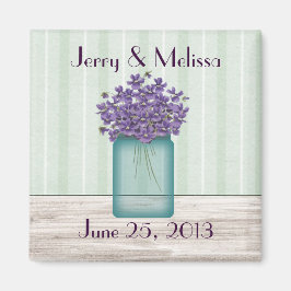 Blue Mason Jar Violets Gastgeschenk Hochzeit Magne Magnet