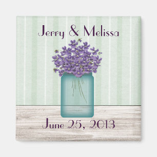 Blue Mason Jar Violets Gastgeschenk Hochzeit Magne Magnet