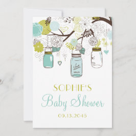Blue Mason Jars und Spring Blumen Baby Dusche Einladung