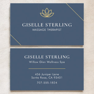 Blue Massage Therapeut Minimalistisch Lotus Visitenkarte