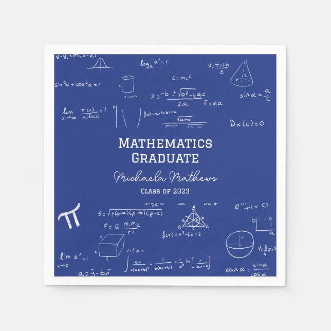 Blue Mathematics Graduate Class of Graduation Serviette (Vorderseite)