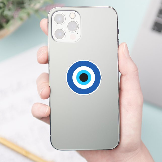 Blue Mati Evil Eye Charme rund Vinyl Aufkleber (Telefon)