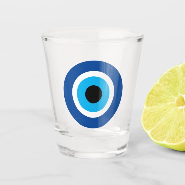 Blue Mati Evil Eye Griechisches Symbol Shot Glass Schnapsglas (Vorderseite)
