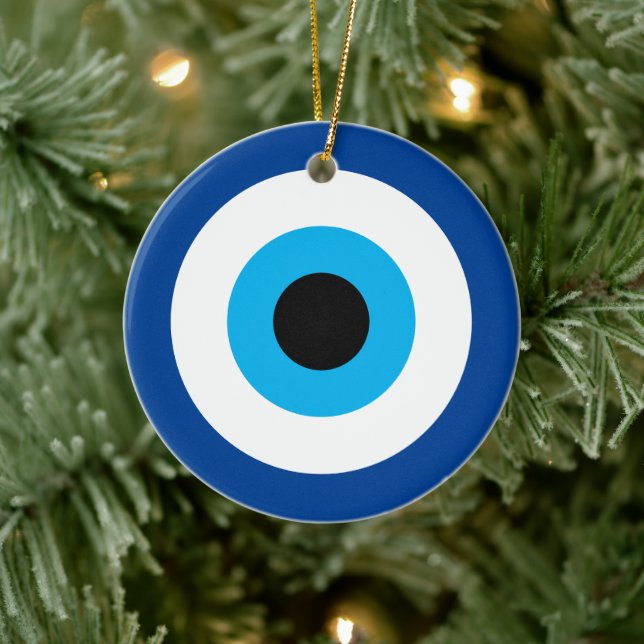 Blue Mati Evil Eye Keramik Keramik Ornament (Baum)