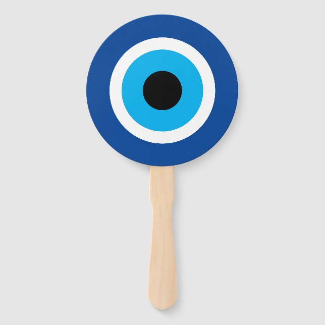 Blue Mati Evil Eye Symbol Hochzeitshandfans Fächer (Vorderseite)