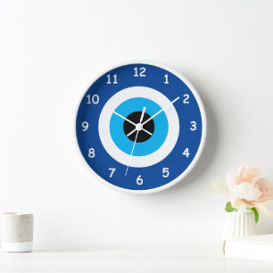 Blue Mati Evil Eye Symbol Rundwanduhr Uhr