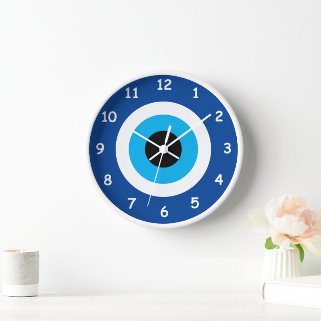 Blue Mati Evil Eye Symbol Rundwanduhr Uhr (Zuhause)