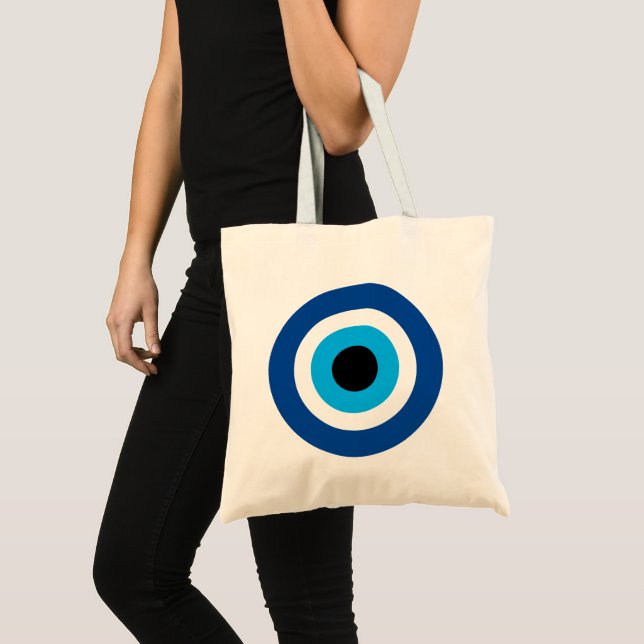 Blue Mati Evil Eye Symbol Totbeutel Tragetasche (Vorderseite (Produkt))