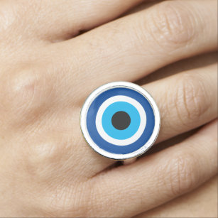 Blue Mati rund Evil Eye Talisman Symbol Ring