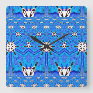 Blue Matrix-Rastertakt Quadratische Wanduhr