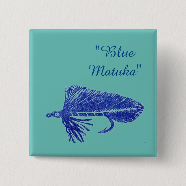 Blue Matuka Streamer für Fliegenfischen, Fliegenbi Button (Vorderseite)