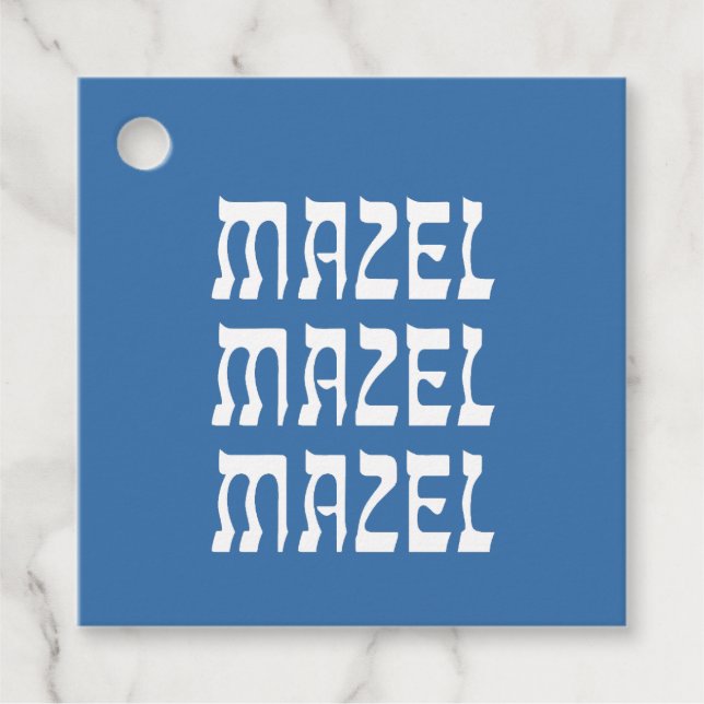 Blue Mazel Hanukkah Favor Tag Geschenkanhänger (Vorderseite)