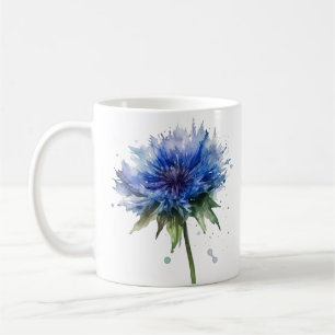 Blue Meadow Magic: Aquarell Kornblumen Kunst Kaffeetasse