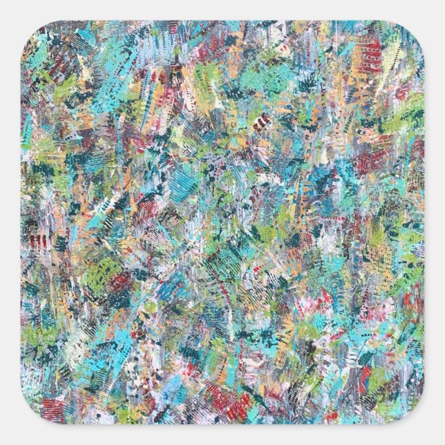Blue Meadow Square Stickers (Vorderseite)