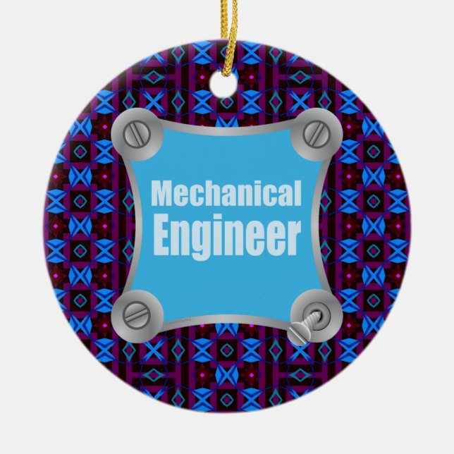Blue Mechanical Engineer Keramik Ornament (Vorne)