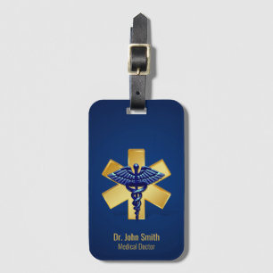 Blue Medical 3D Caduceus Gold Cross Gepäckanhänger