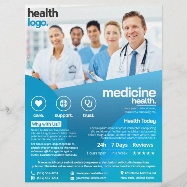 Blue Medical Healthcare (Vorlage) Flyer (Vorne)