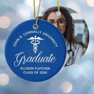 Blue Medical School Abschluss Foto Weihnachten Keramik Ornament