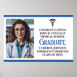 Blue Medical School Foto Graduation Party Poster
