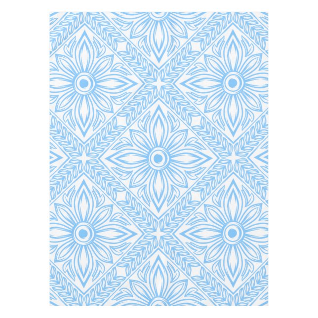 Blue Mediterranean Italian Tile Decorative Pattern Tischdecke (Vorderseite)
