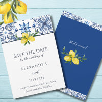 Blue Mediterranean Italian Wedding Save the Date