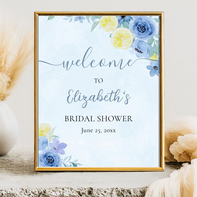 Blue Mediterranean Lemon Bridal shower Poster (Von Creator hochgeladen)