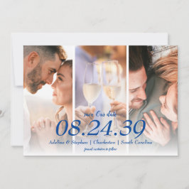 Blue Mediterranean Lemon Drei Foto Hochzeit Save The Date