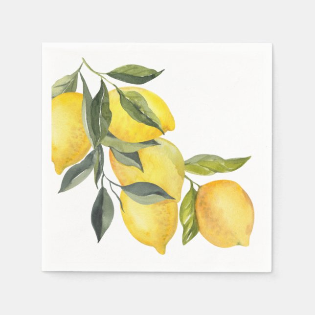Blue Mediterranean Tile & Citrus Hochzeitsnapkins Serviette (Vorderseite)