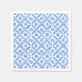 Blue Mediterranean Tile Napkins Serviette