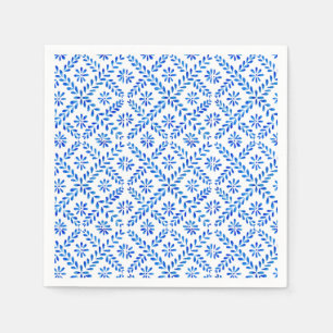 Blue Mediterranean Tile Napkins Serviette