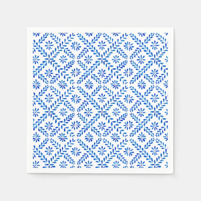 Blue Mediterranean Tile Napkins Serviette (Vorderseite)