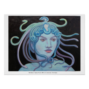 Blue Medusa - Imaginäres Portrait Poster