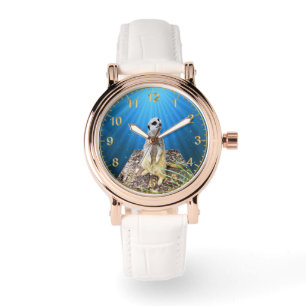 Blue Meerkat Night Pop Out Art Armbanduhr