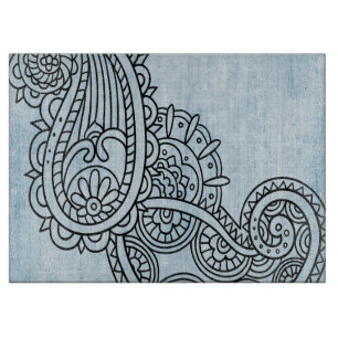 Blue Mehndi Motif Cutting Board Schneidebrett
