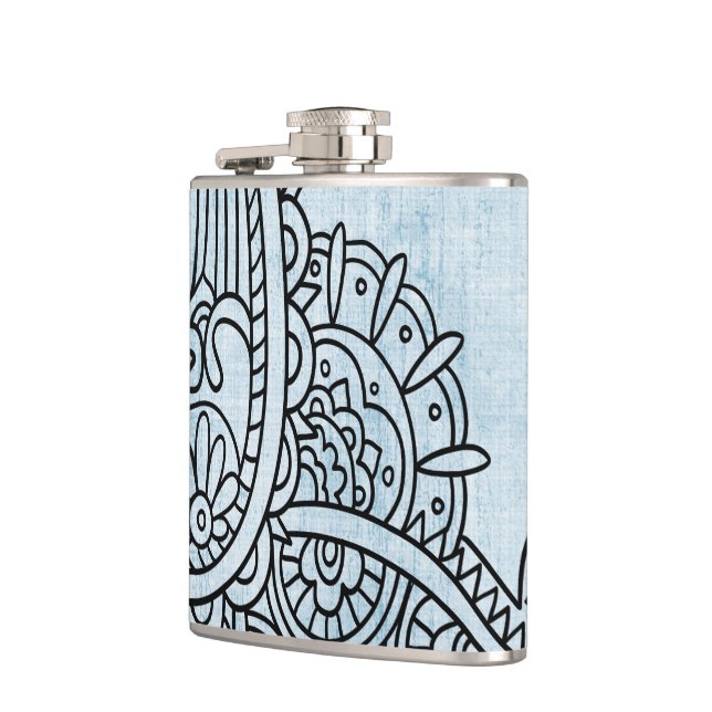 Blue Mehndi Motif Flask Flachmann (Links)