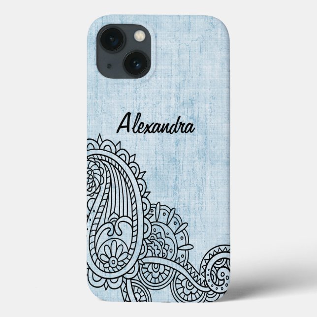 Blue Mehndi Motif Galaxy Hinweis 4 Fall Case-Mate iPhone Hülle (Rückseite)