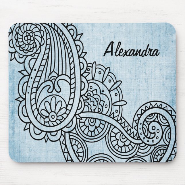 Blue Mehndi Motif Mousepad (Vorne)