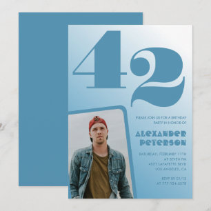 Blue Men Foto Gradienten 42. Geburtstagseinladunge Einladung