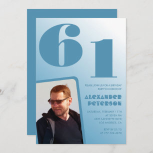 Blue Men Foto Gradienten 61. Geburtstagseinladunge Einladung