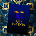 Blue Menorah Flames Happy Hanukkah Card Feiertagskarte<br><div class="desc">Unterkunft thematisch von Umua entworfen. Gedruckt und ausgeliefert von Zazzle oder ihren Partnern.</div>