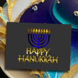 Blue Menorah Flames Happy Hanukkah Card Feiertagskarte<br><div class="desc">Unterkunft thematisch von Umua entworfen. Gedruckt und ausgeliefert von Zazzle oder ihren Partnern.</div>