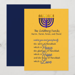 Blue Menorah Hanukkah Card Feiertagskarte